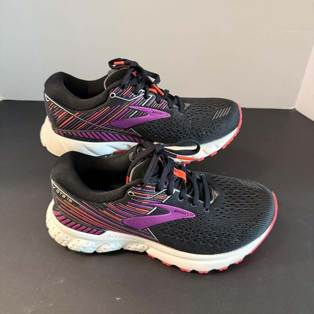 Brooks Adrenaline GTS 19 Women's Running Shoes Black Purple Size 7 - Picture 3 of 16